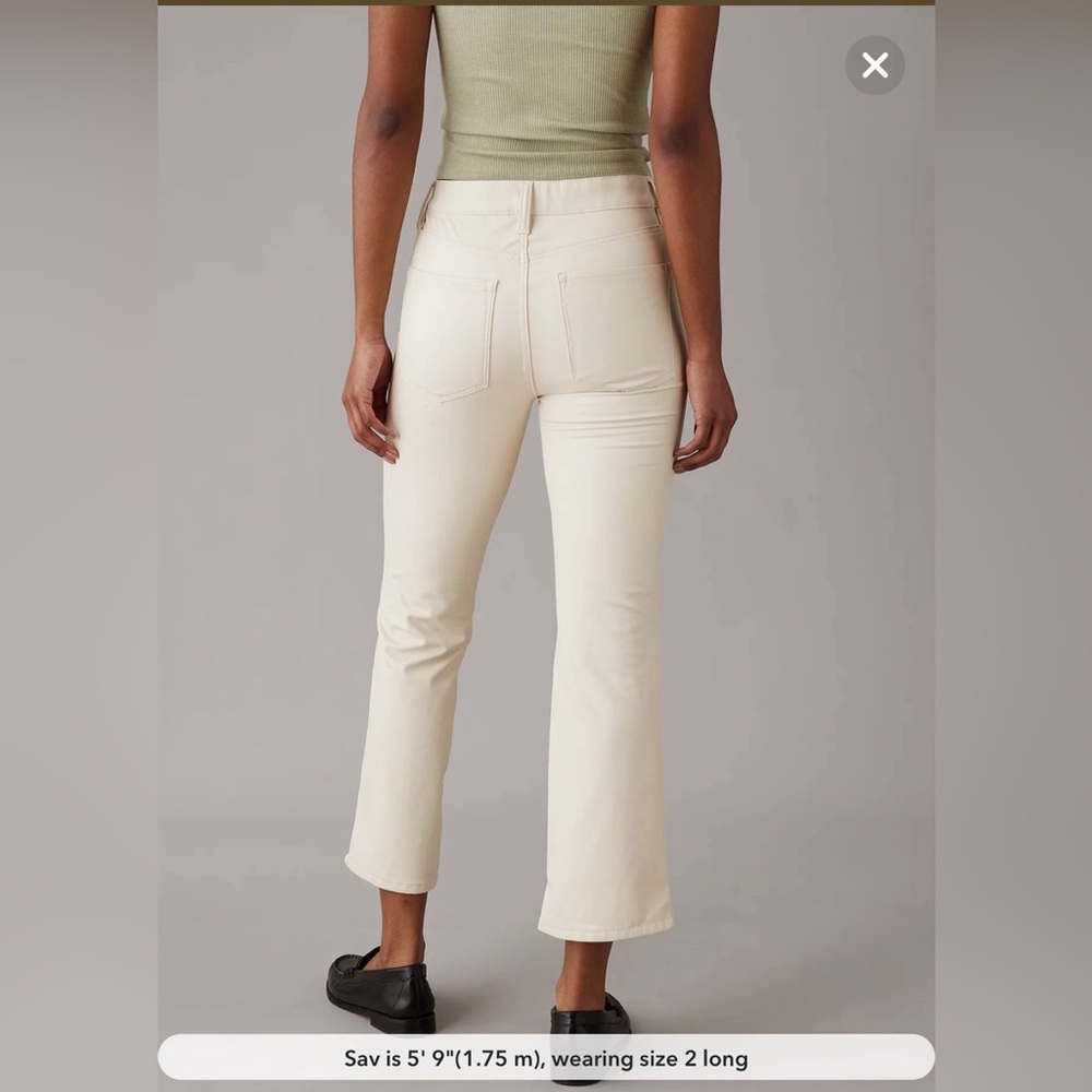 AE High-Waisted Vegan Leather Kick Bootcut Crop Pant - Picture 2 of 5